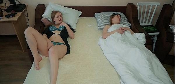  Taboo! Mom looks at sleeping daughter and masturbates